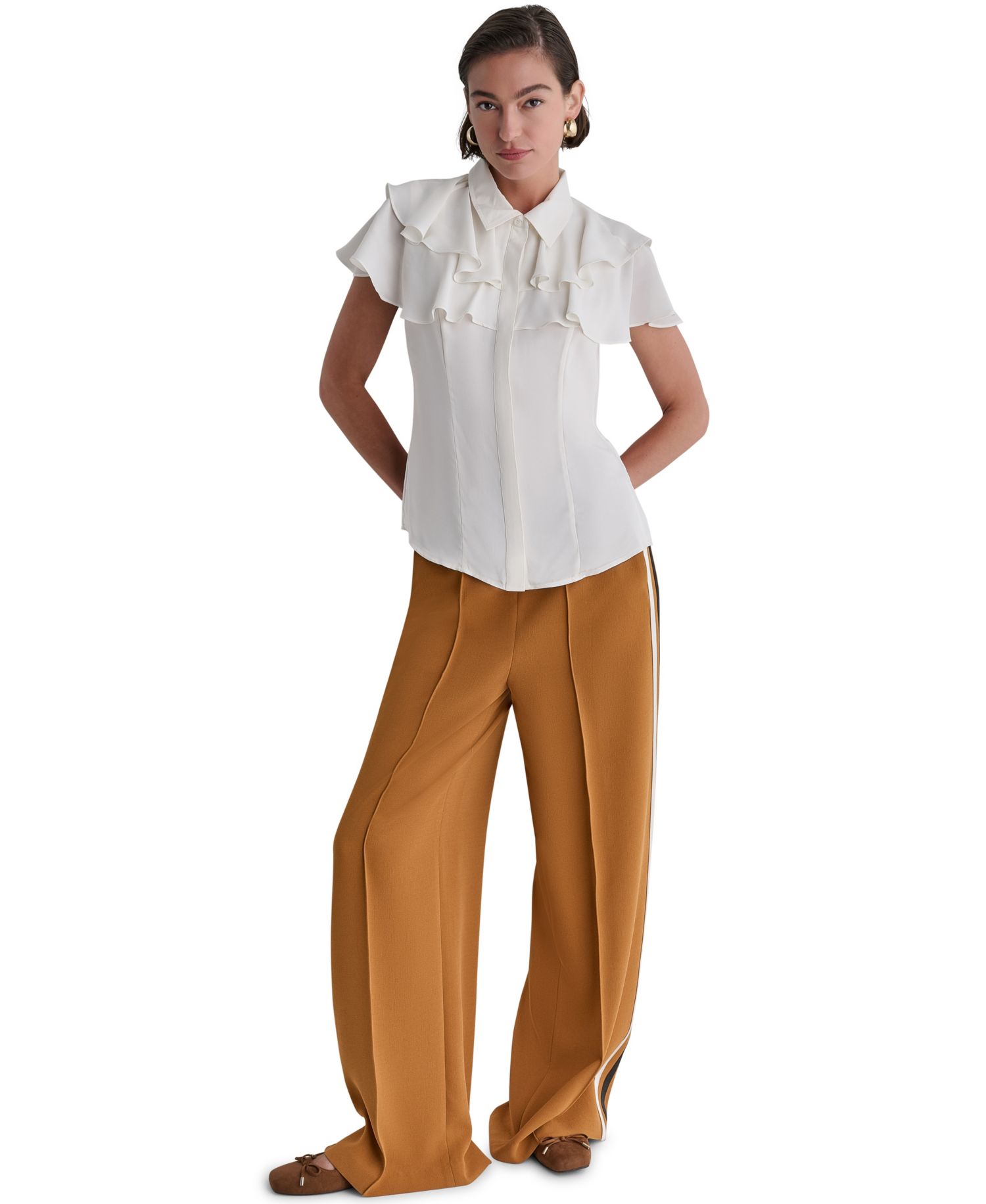Women's Short-Sleeve Tiered-Ruffle Blouse