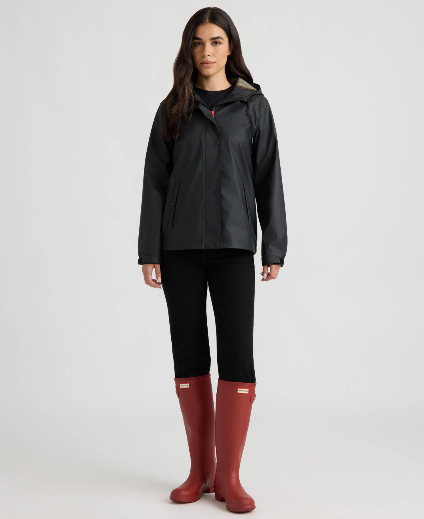Женская куртка Hunter Dina Rubberized Hooded Waterproof, цвет: Чёрный — фото 2