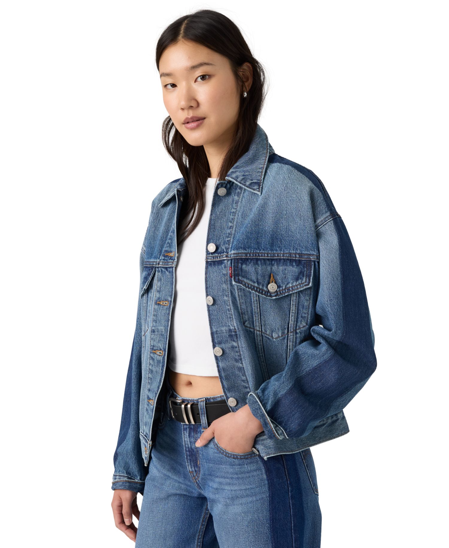 Plus Size '90s Cotton Denim Trucker Jacket