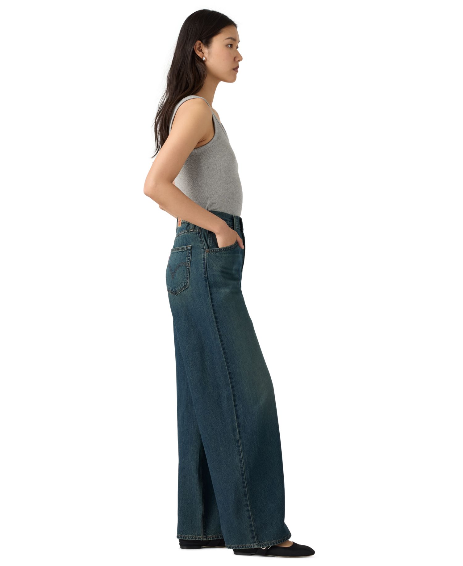Women's Cinch-Waist Lightweight Baggy Jeans