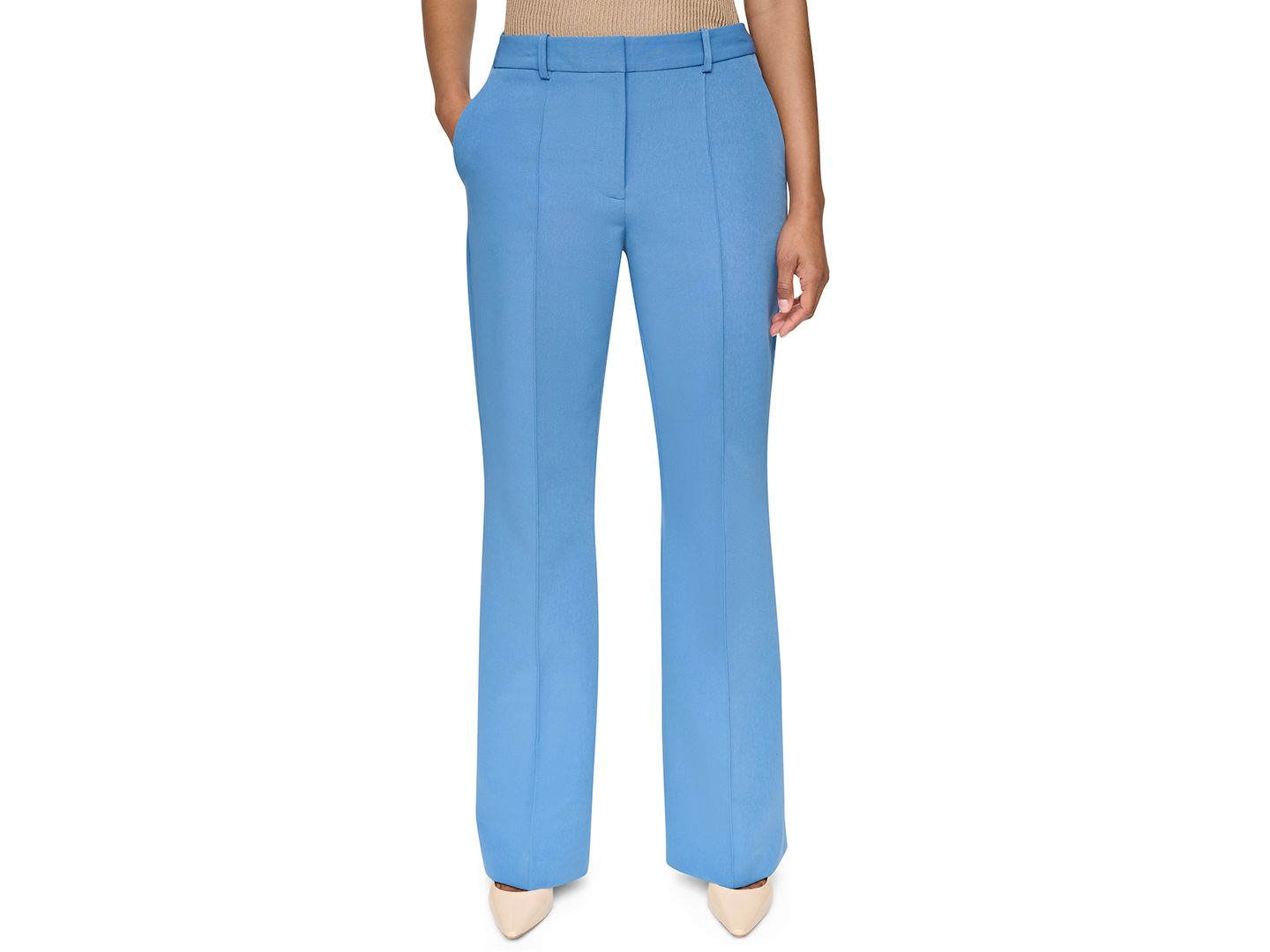 Женские брюки DKNY Tech Tailoring High-Waisted Wide-Leg, цвет: Синий — фото 1