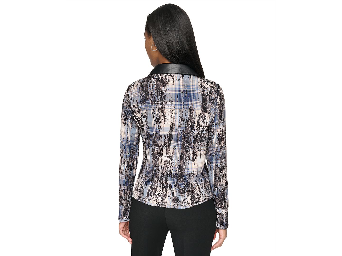 Женский свитер DKNY Collared Button-Up Long-Sleeve Sweater, цвет: Тёмно-синий / Разноцветный — фото 5