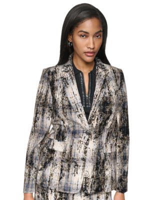 Women's Distressed City Plaid Blazer