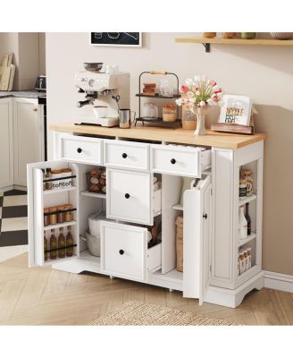 5-Drawer Sideboard Buffet Cabinet with Adjustable Shelves
