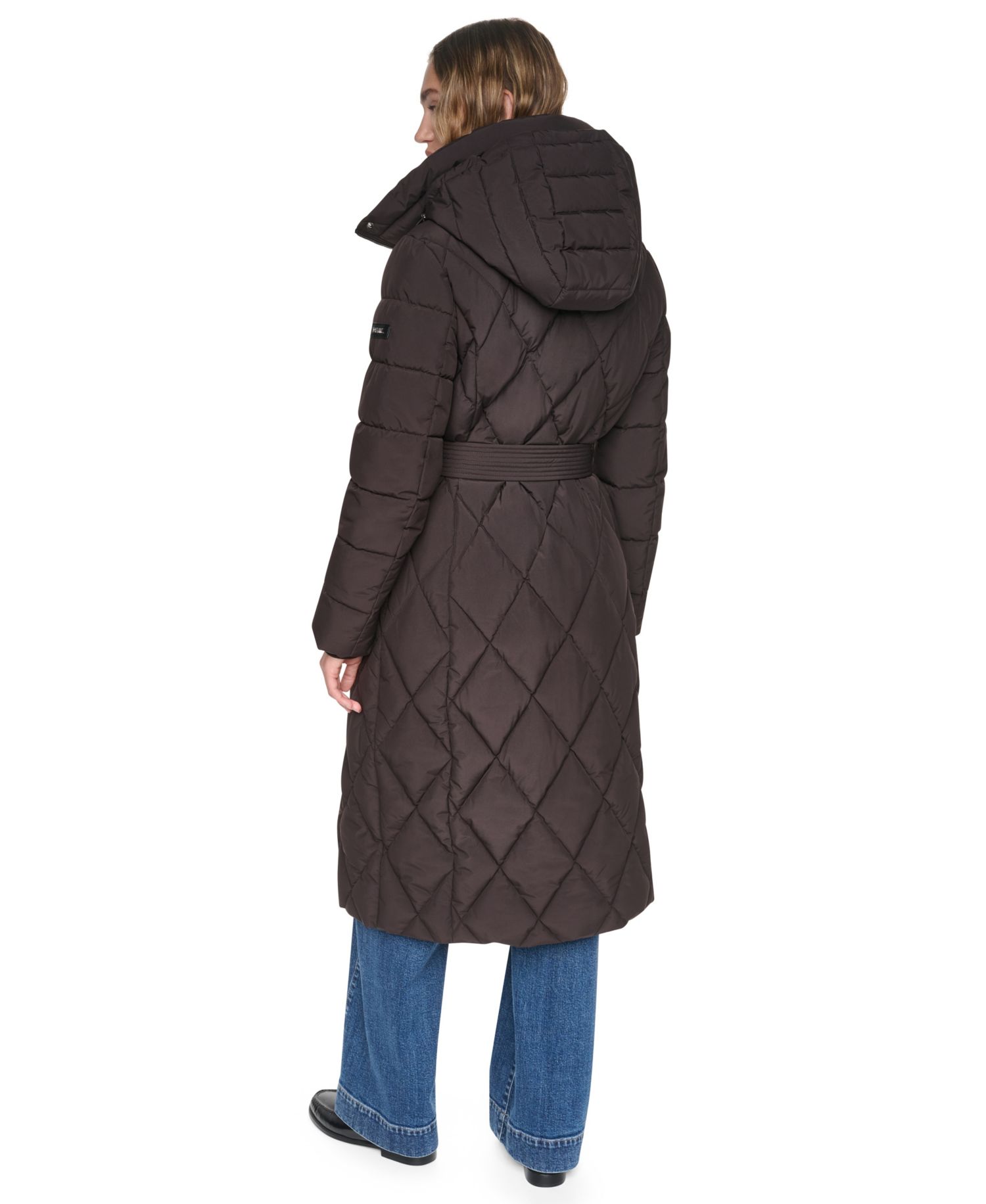 Women's Long Belted Quilted Puffer Coat
