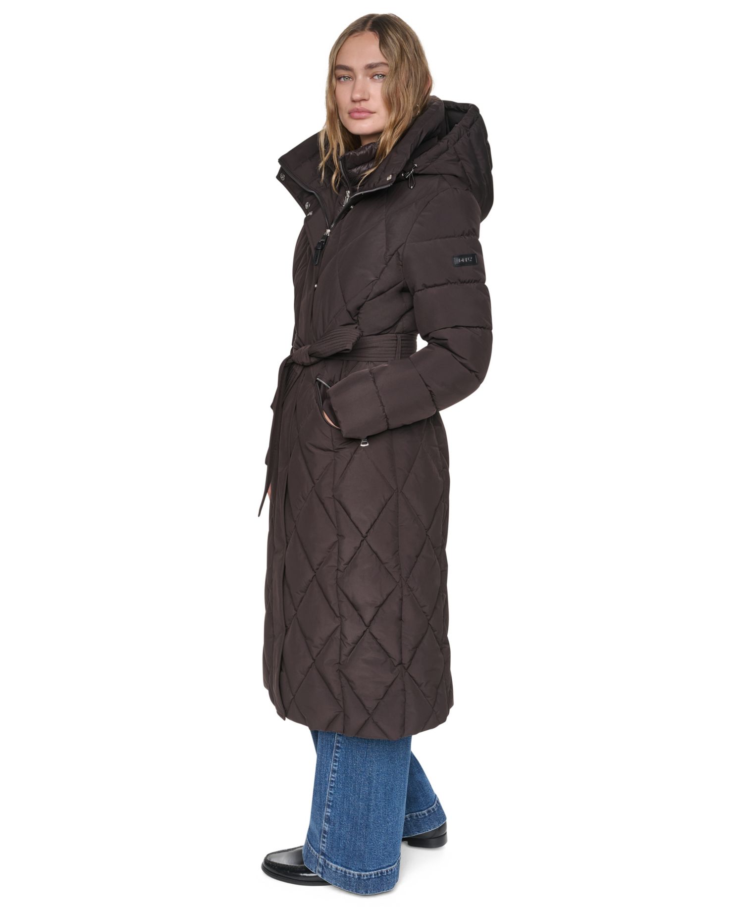 Women's Long Belted Quilted Puffer Coat