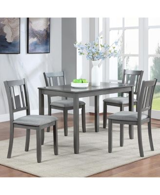 5-Piece Modern Rectangular Dining Set with 4 Upholstered Chairs