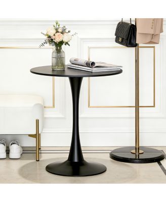 31.5-inch Modern Round MDF Dining Table with Matte Iron Base