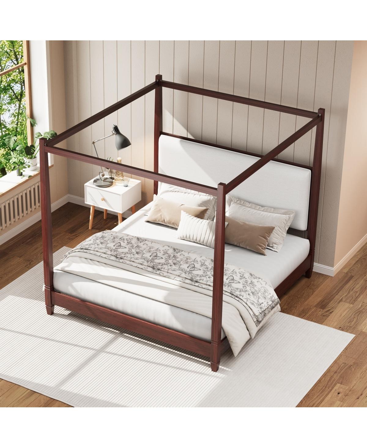 Streamdale Furniture Canopy Platform Bed with Upholstered Headboard