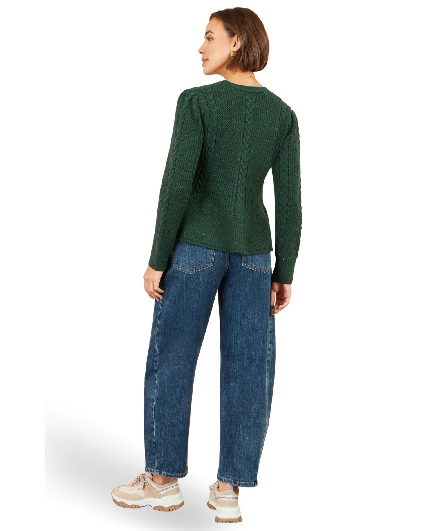 Women's Cable-Knit Peplum Cardigan