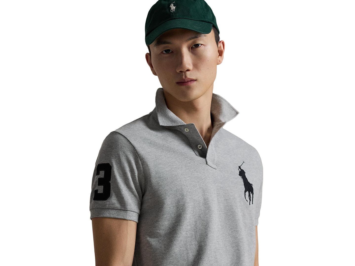 Мужское поло Polo Ralph Lauren Big Pony Custom Slim-Fit Mesh Polo Shirt, цвет: Меланжевый — фото 3