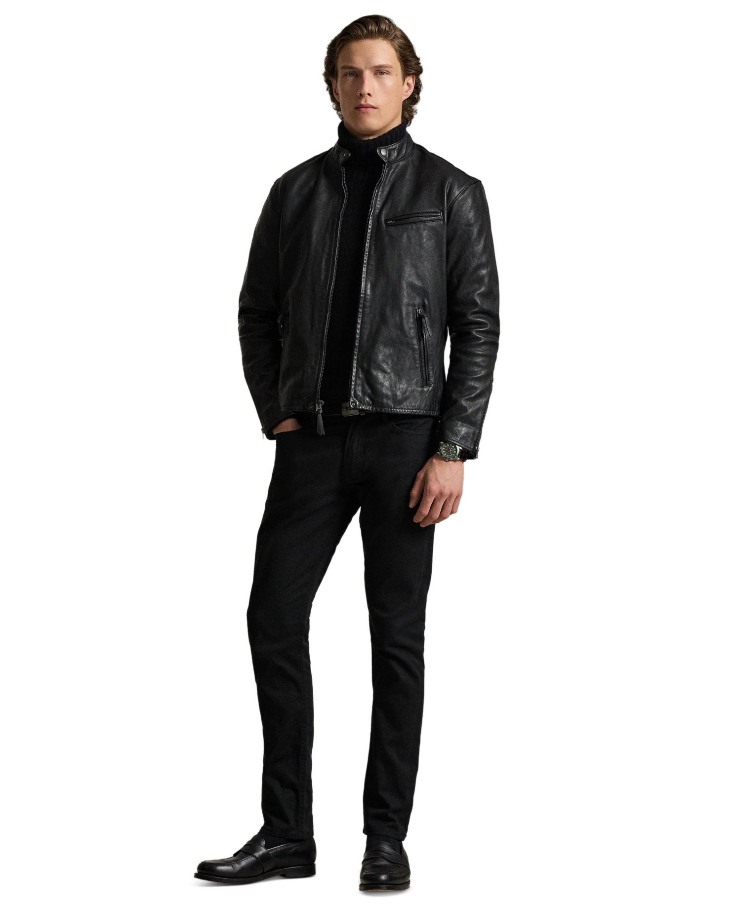 Men's Caf&eacute; Racer Leather Jacket