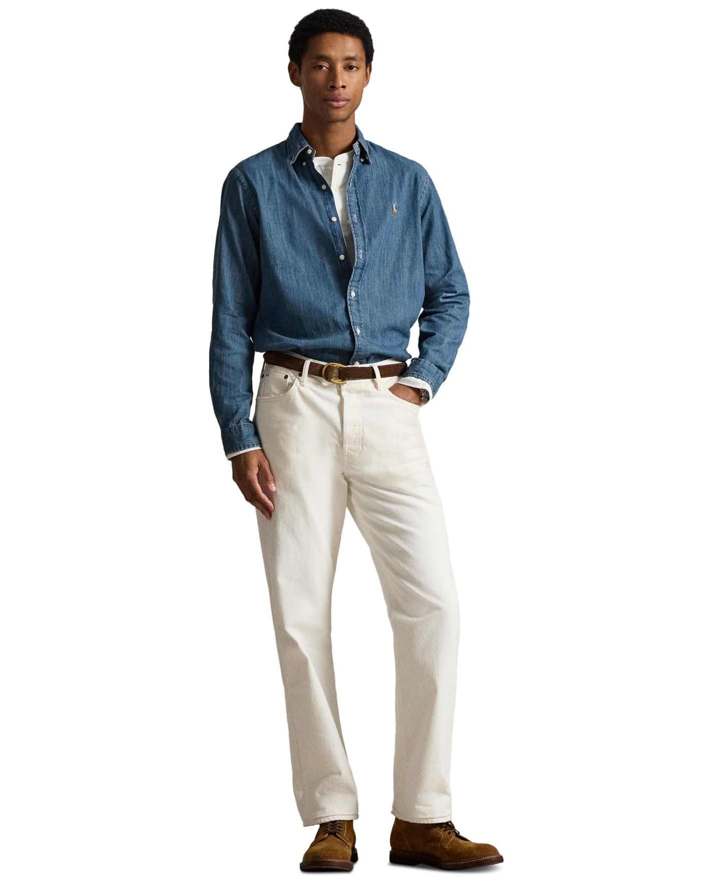 Мужская рубашка Polo Ralph Lauren Classic-Fit Denim, цвет: Джинсовый — фото 2