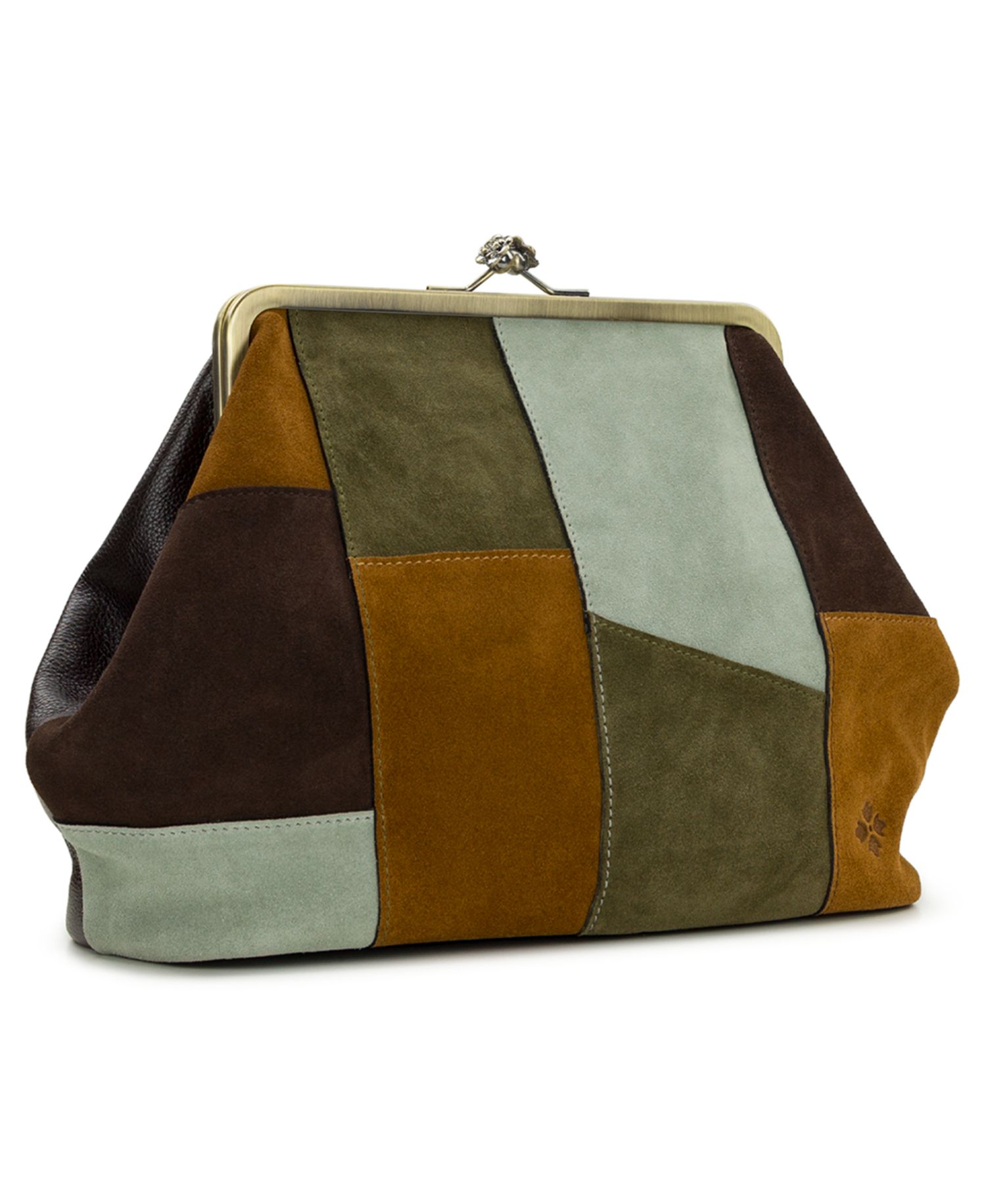 Vivienne Suede Medium Patchwork Frame Crossbody Handbag