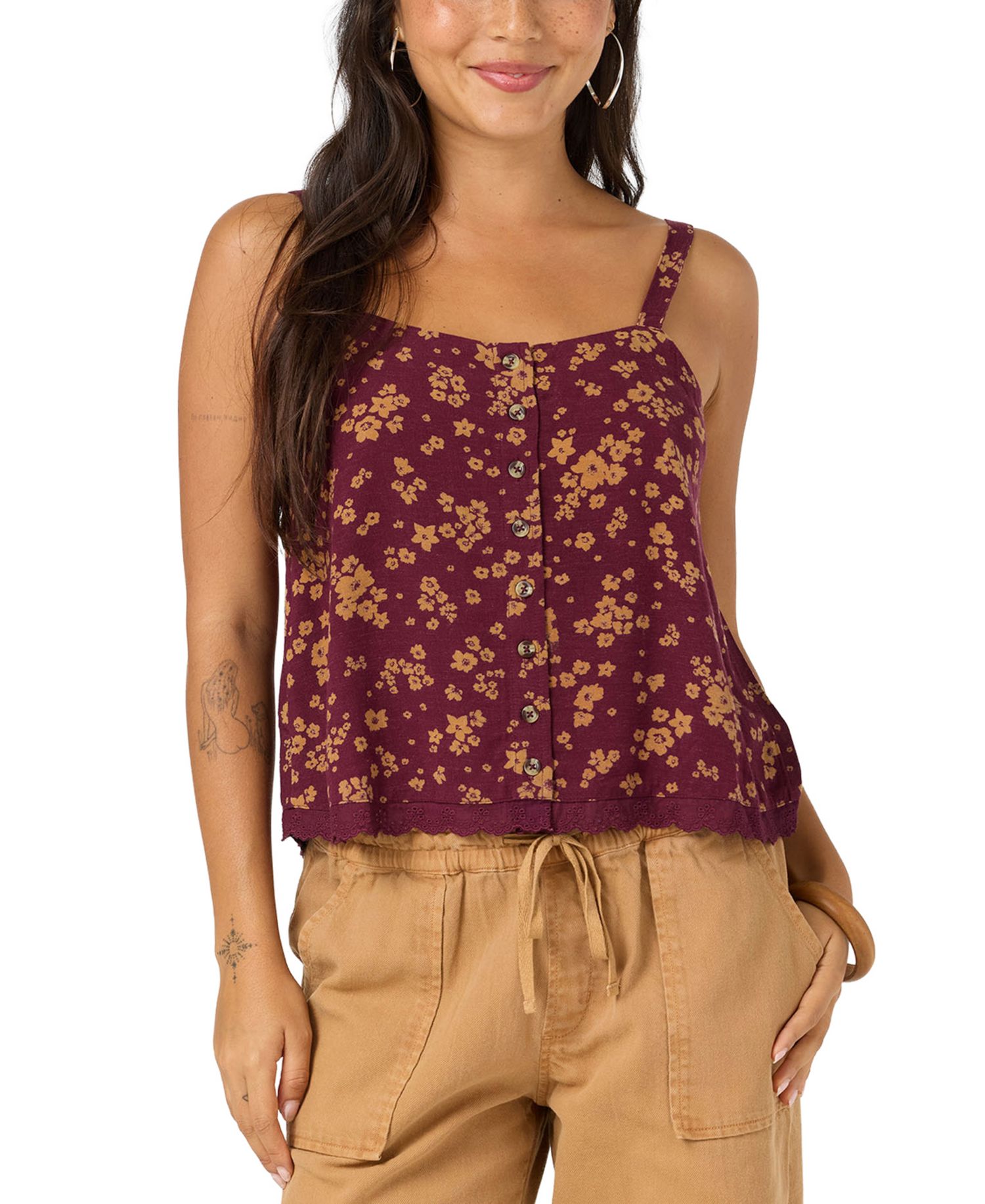 Women's Brynn Maya Floral Button Tank Top