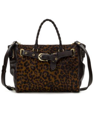 Kari Leather Leopard Extra-Large Satchel Handbag