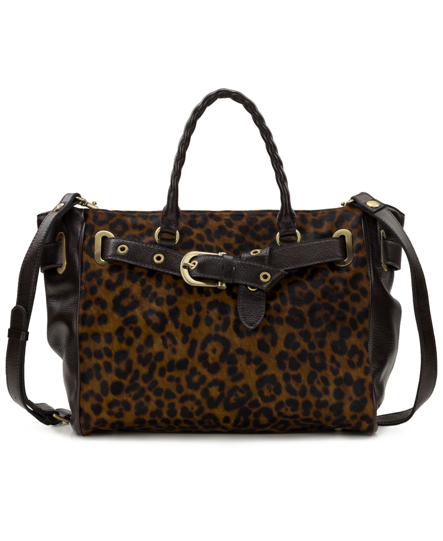 Kari Leather Leopard Extra-Large Satchel Handbag