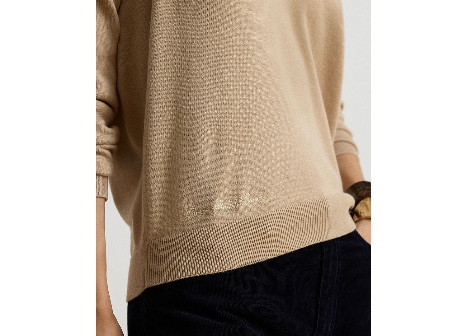 Women's Long Sleeve Polo Ribbed Sweater