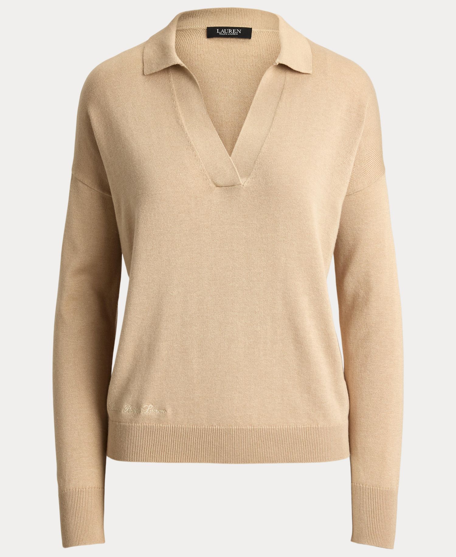 Women's Long Sleeve Polo Ribbed Sweater