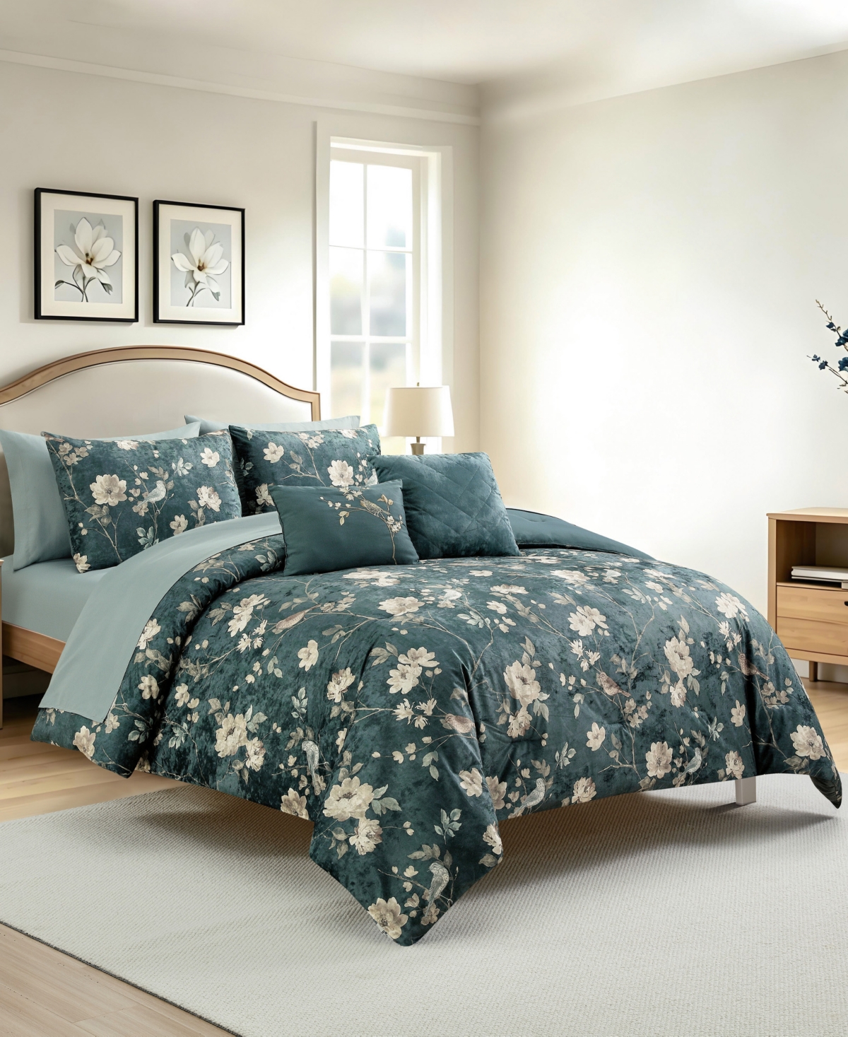 Macy's Midnight Floral All-Season 9-Piece Comforter Set, Full