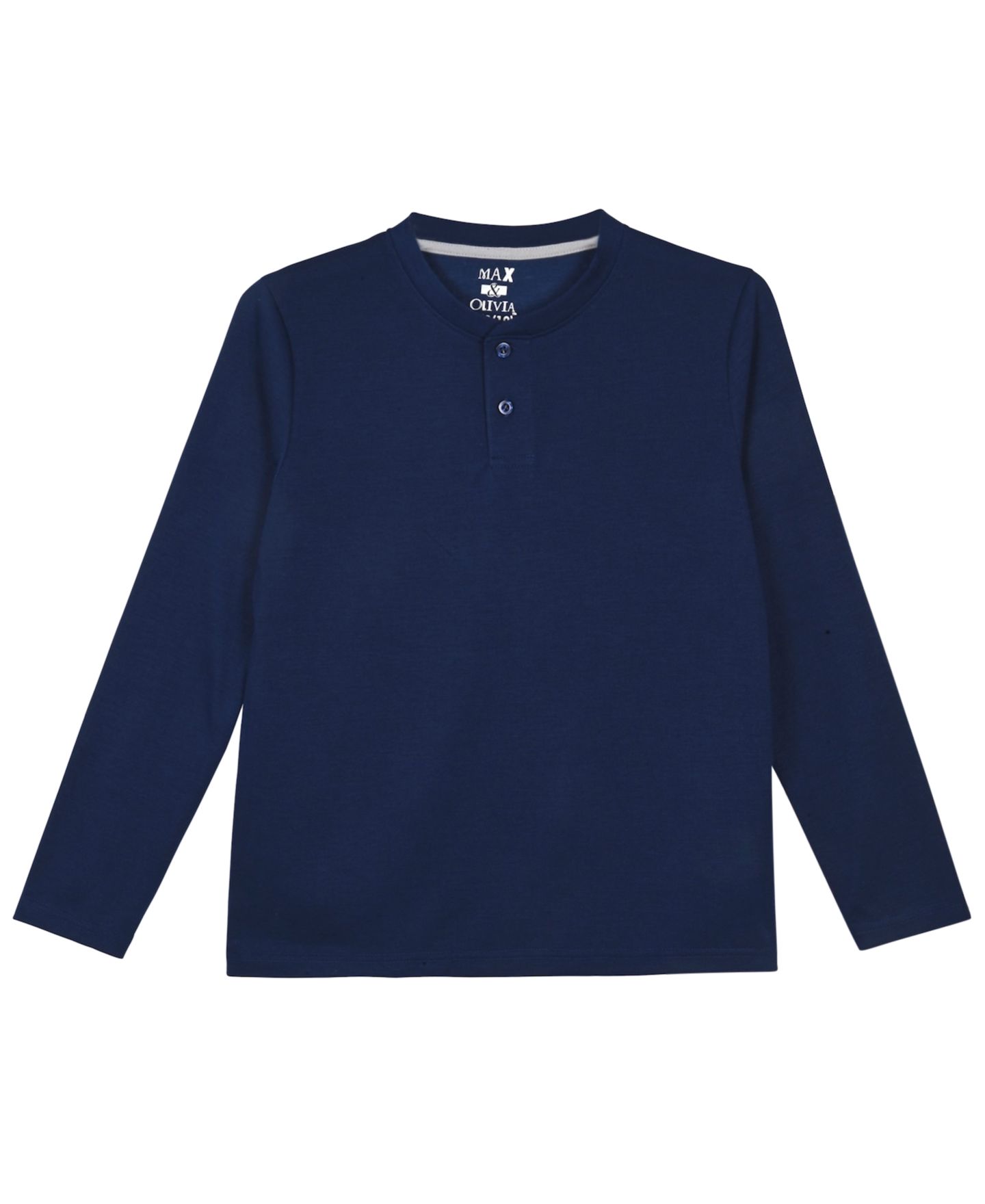 Max & Olivia Boys' 6-18 Henley Top and Navy Plaid Pants Pajama, 2-Piece Set, цвет: Тёмно-синий — фото 2