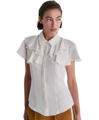 Women's Short-Sleeve Tiered-Ruffle Blouse