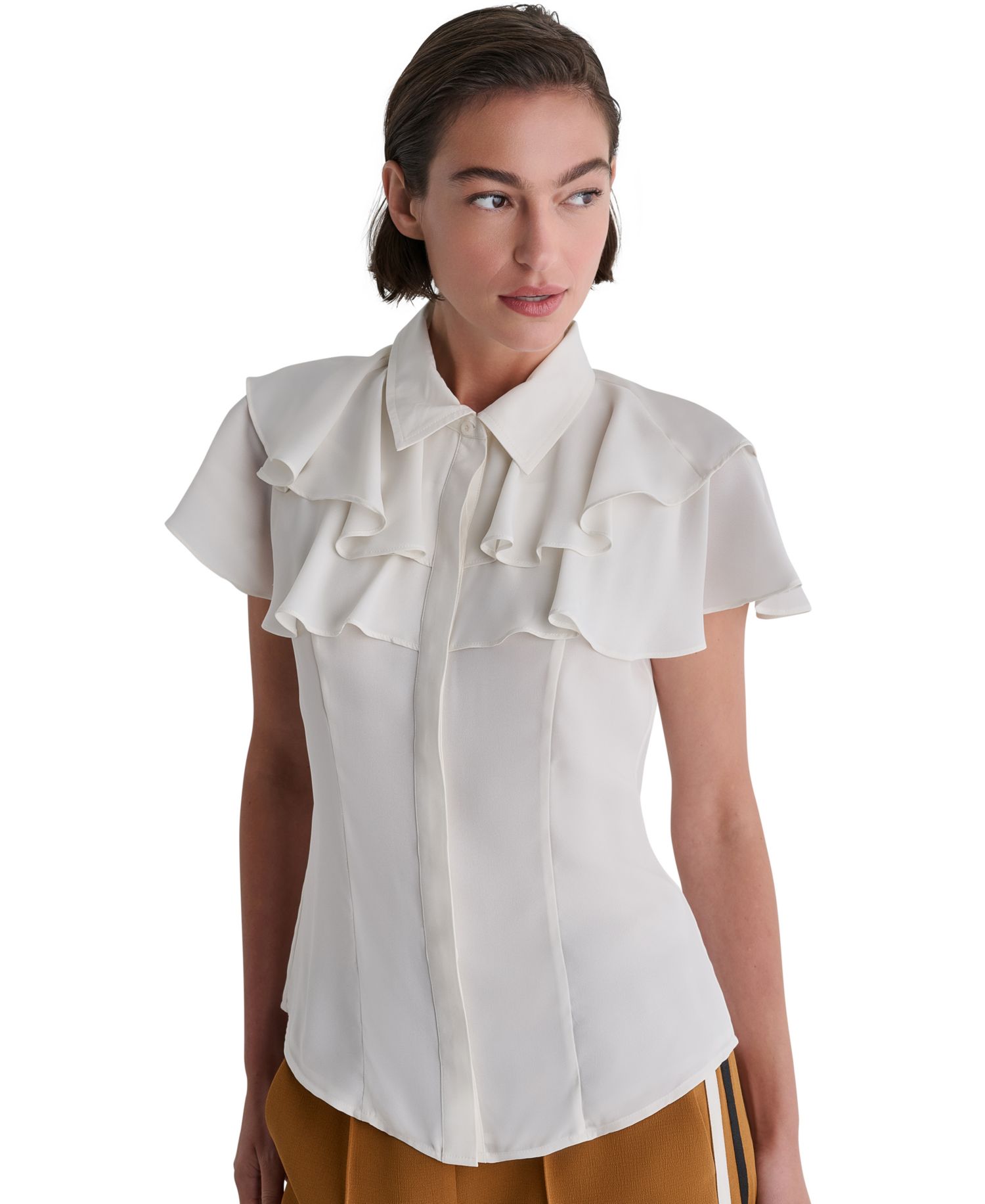 Women's Short-Sleeve Tiered-Ruffle Blouse