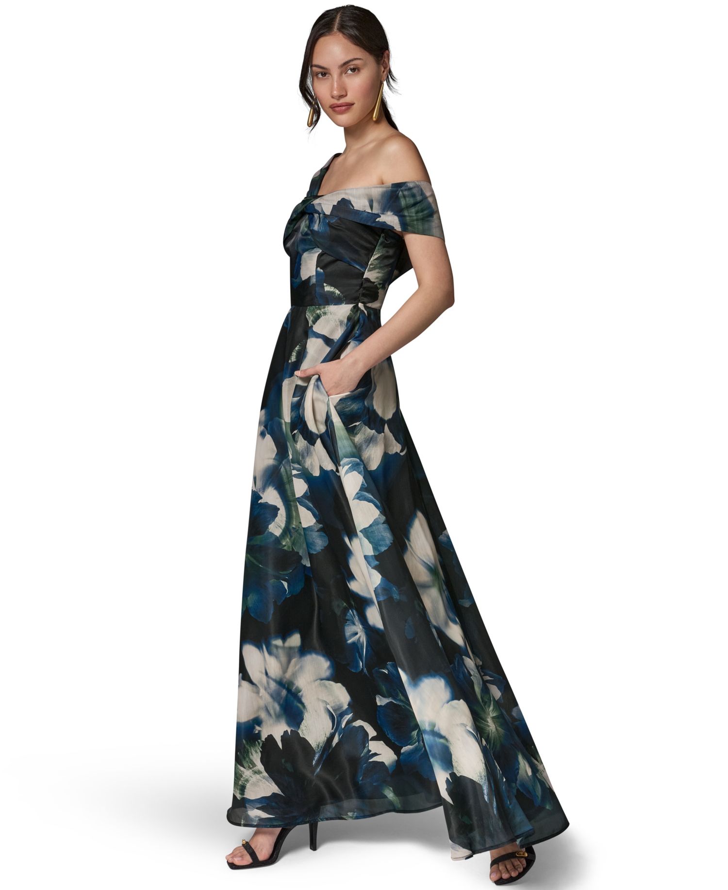 Women's Floral-Print Off-the-Shoulder Gown