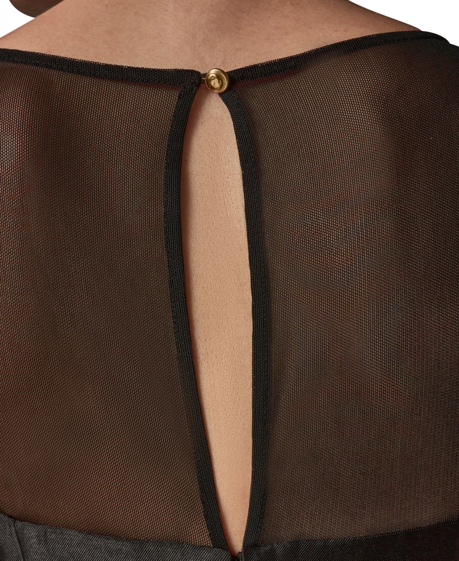 Women's Sleeveless Pleated Illusion-Neckline Gown