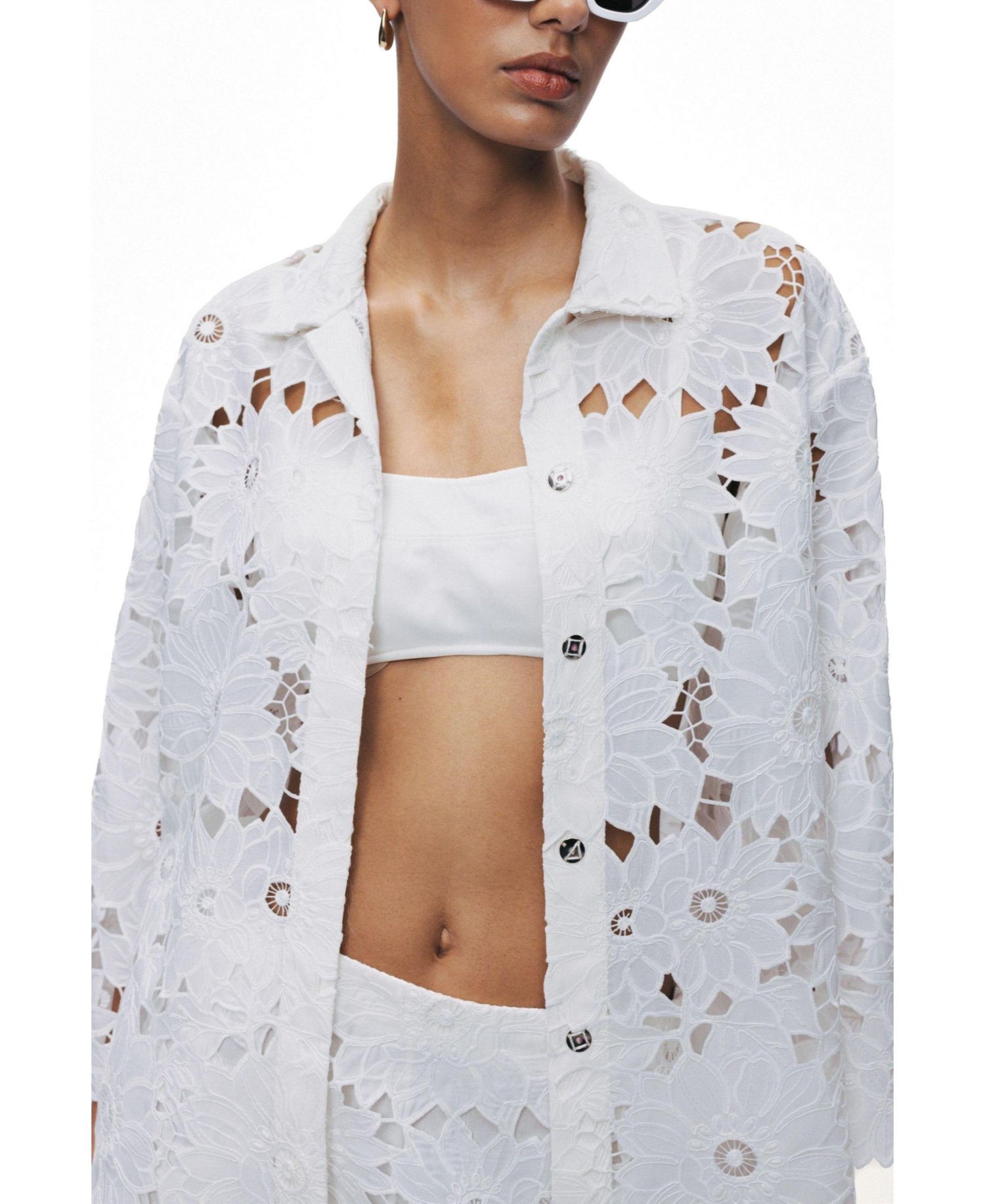 Women's Floral Mid-Length Broderie Jacket