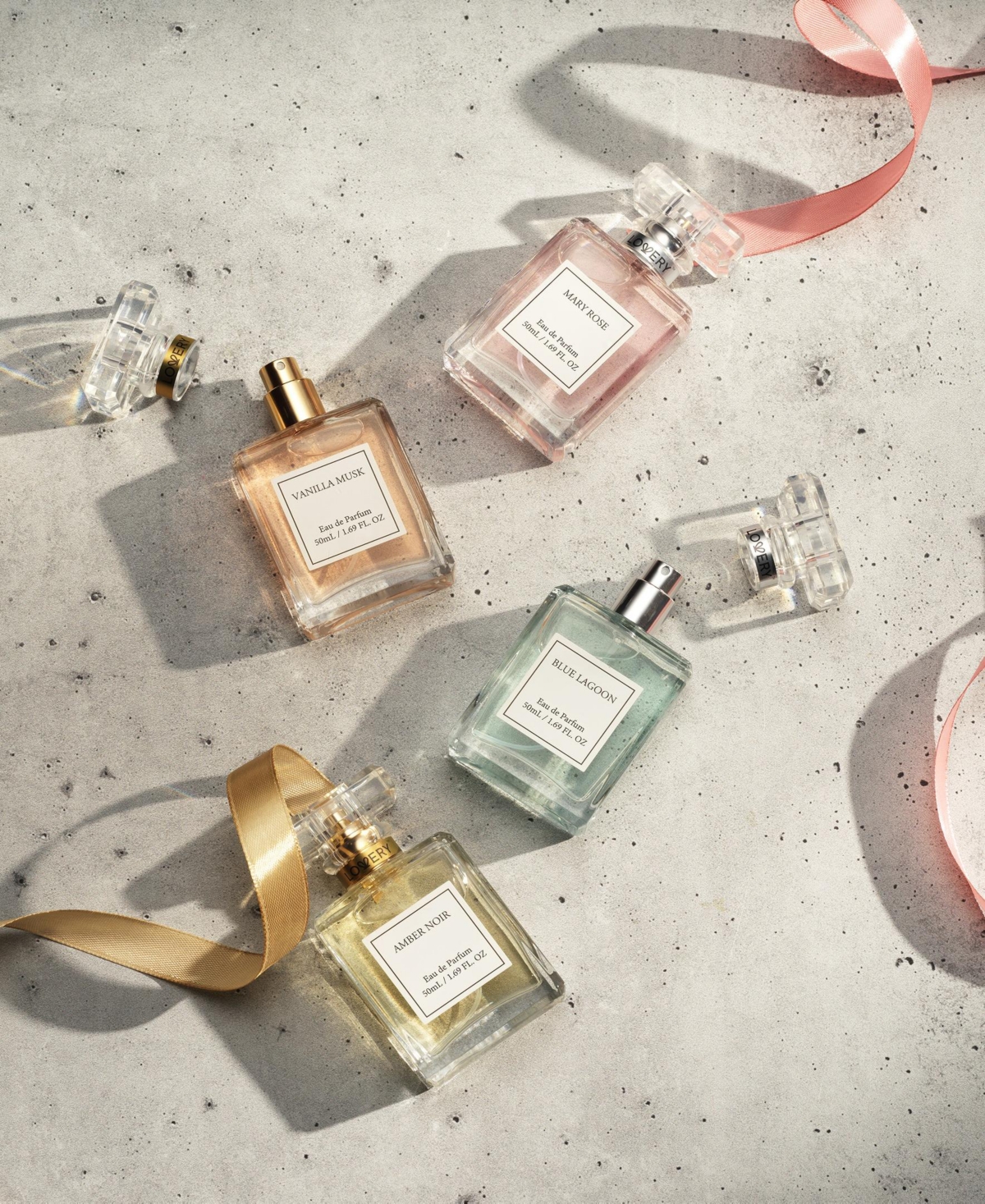 Lovery 5-Pices. Floral Eau de Parfum Gift Set in Lagoon, Rose, Amber and Vanilla Scent