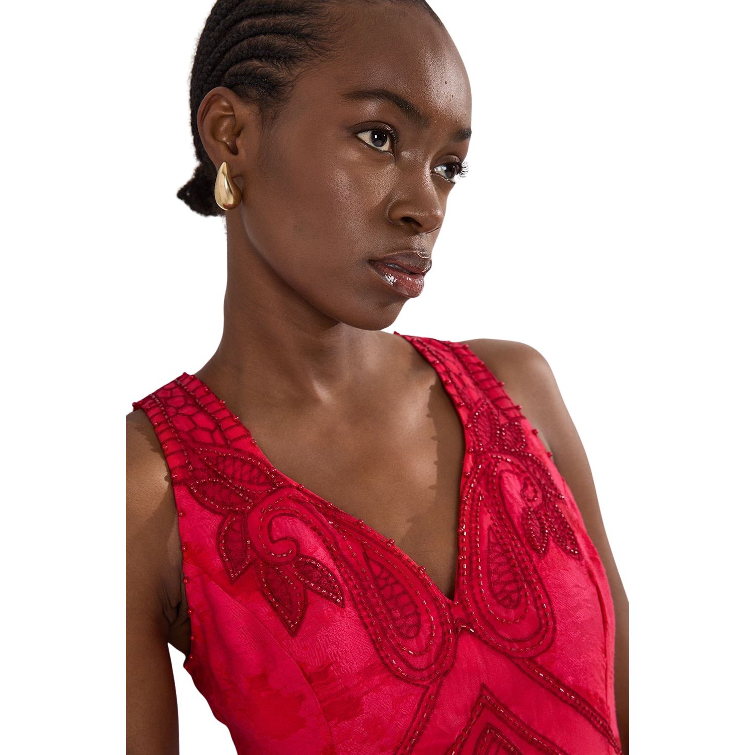 Women's Beaded Open Back Maxi Dress