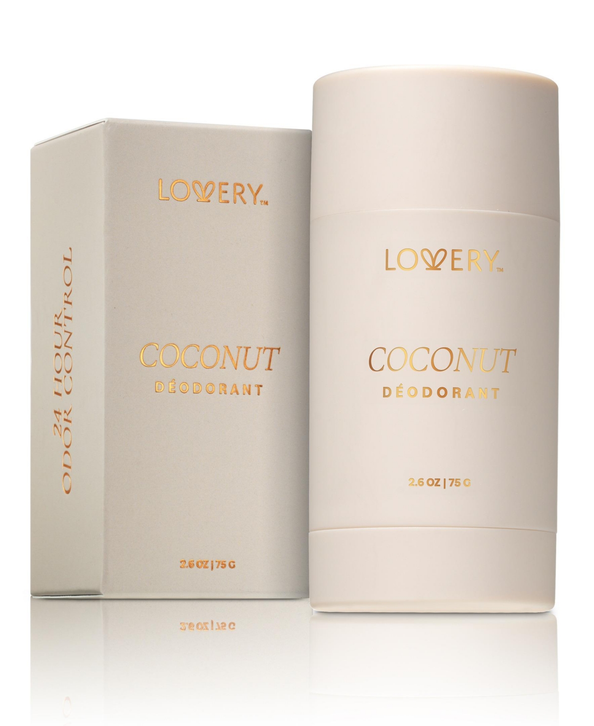 Lovery Coconut Aluminum Free Deodorant Stick, 24hr Odor Control 2.6oz - White