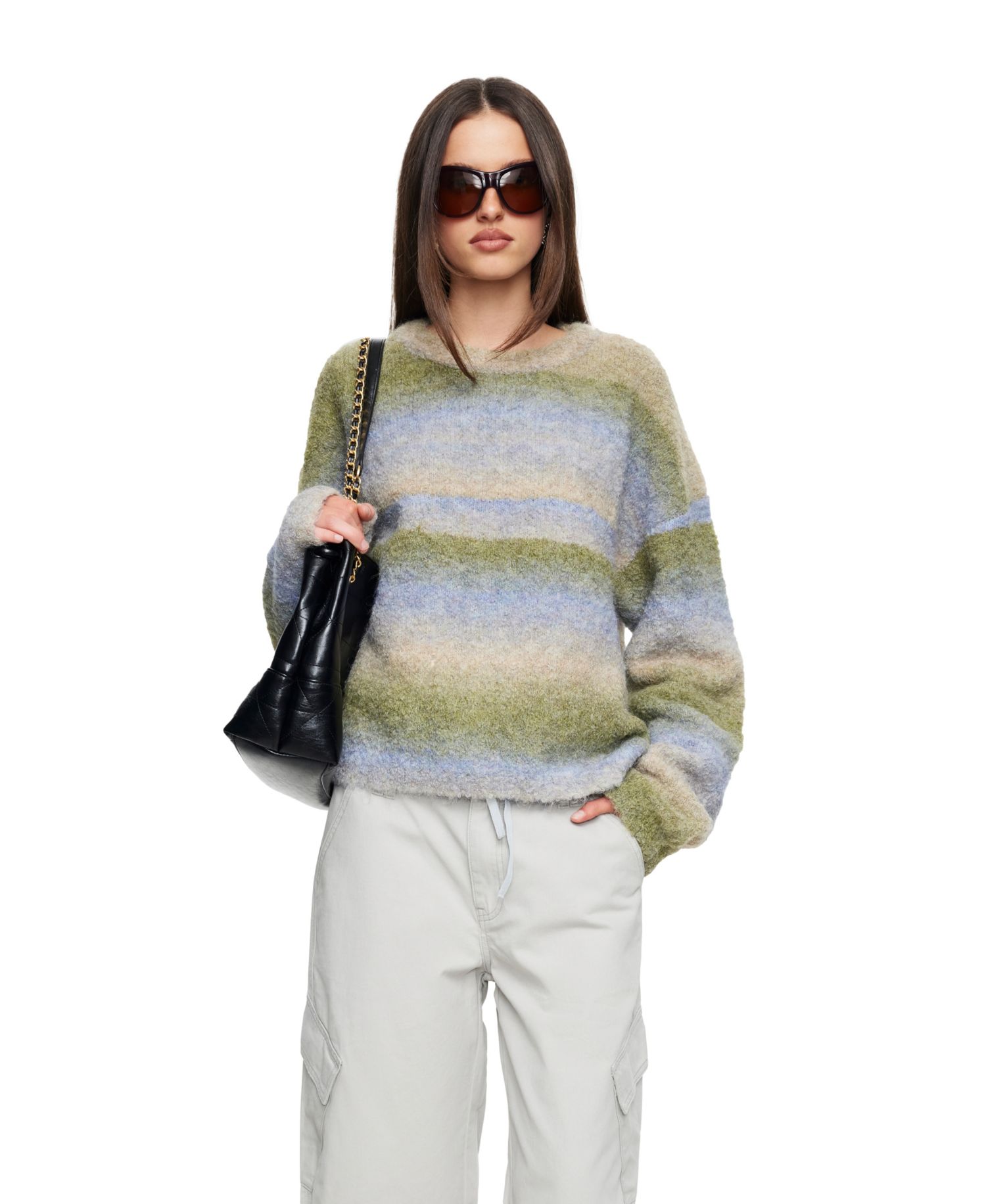 Women's Loyalty Knit Striped Fuzzy-Knit Sweater