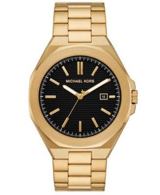 MICHAEL Men's Callum Three-Hand Date Gold-Tone Stainless Steel Watch 44mm