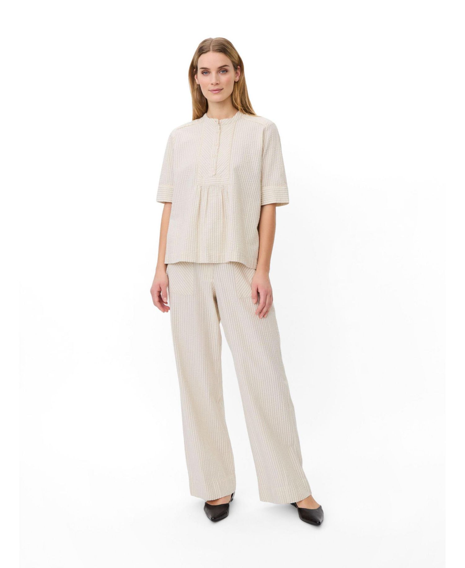 Women's Mapippie Linen-Blend Pinstripe Wide-Leg Trousers