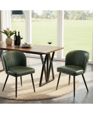 Dining Chairs Upholstered Kitchen Chairs with Faux Leather Cushion Seat and Metal Legs, Mid Century Modern Dining Room Chair