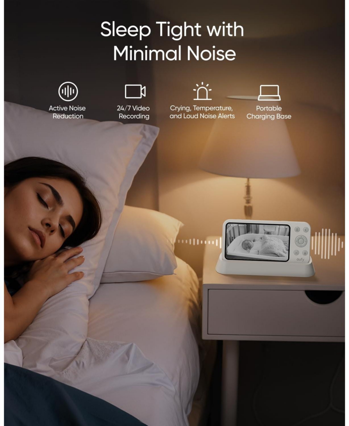eufy Baby Monitor E21 with 2 4K Uhd Cameras, 5'' 720p Display, 8× Zoom, Portable Camera with Built-in Battery