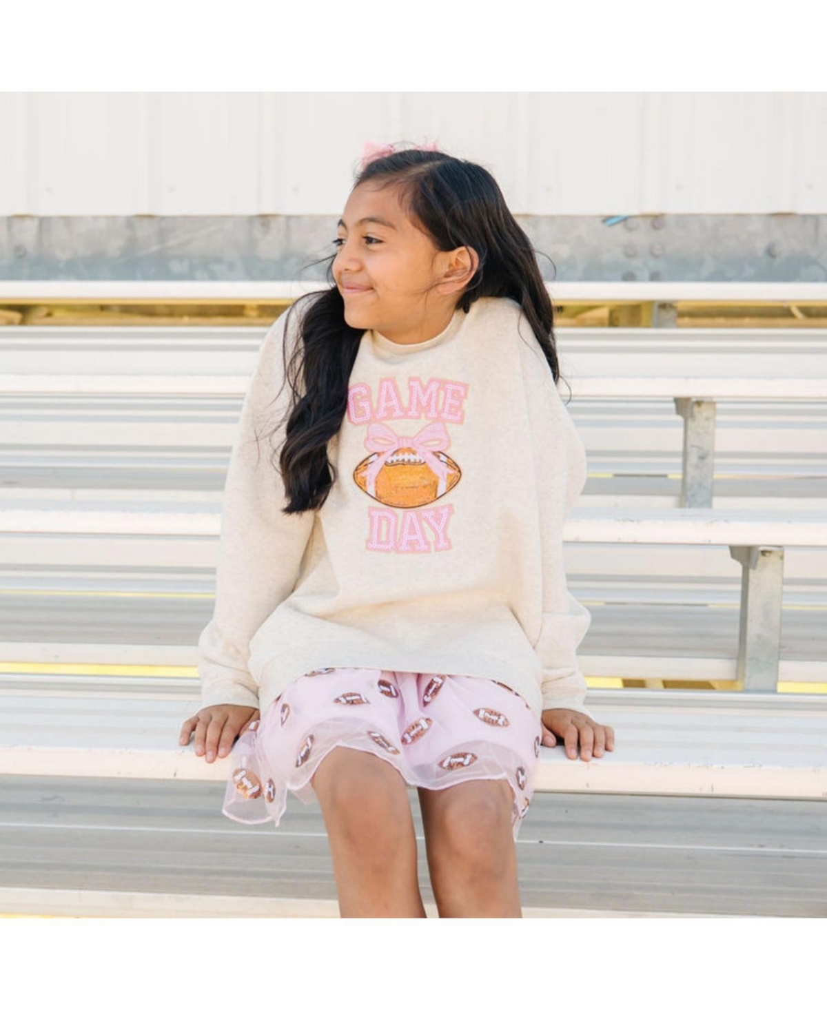 Sweet Wink Big Girls Game Day Sequin Patch Sweatshirt