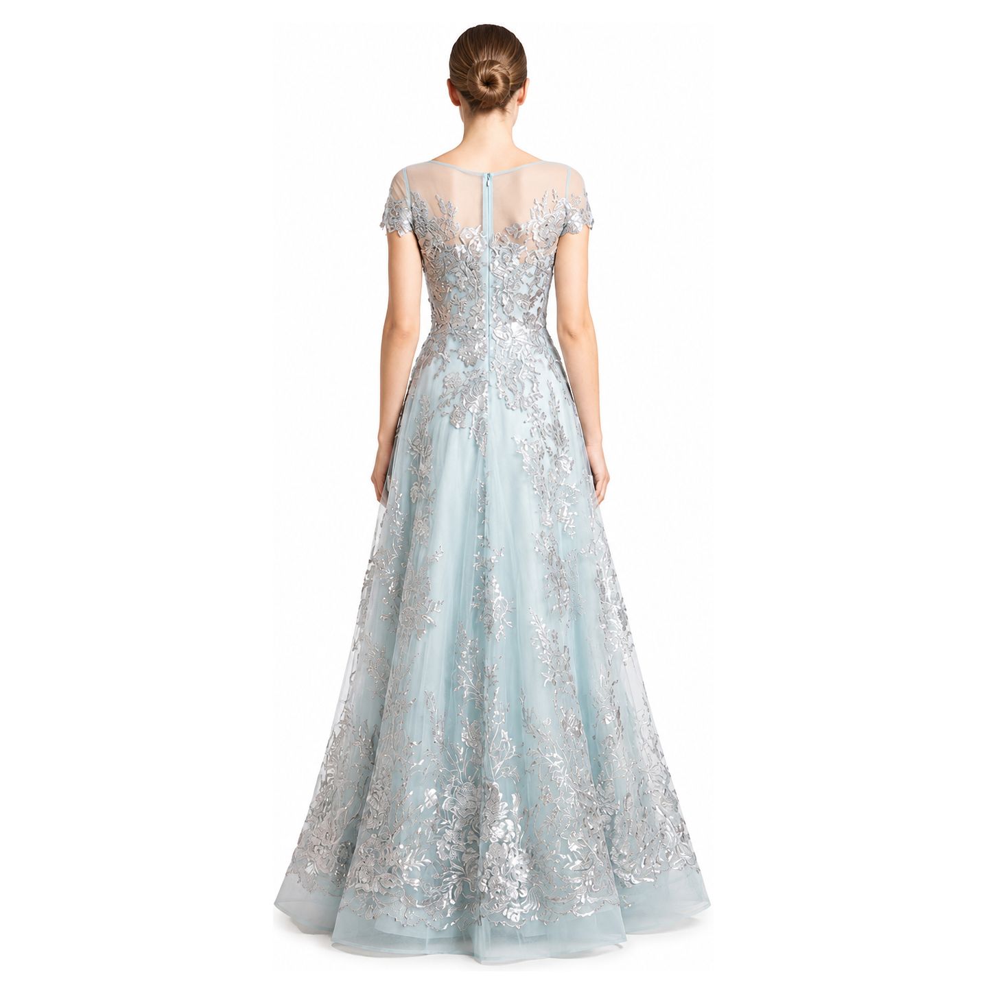 Женские платья Lara Beautiful Lace Applique A-Line Ball Gown, цвет: Пыльный синий — фото 2