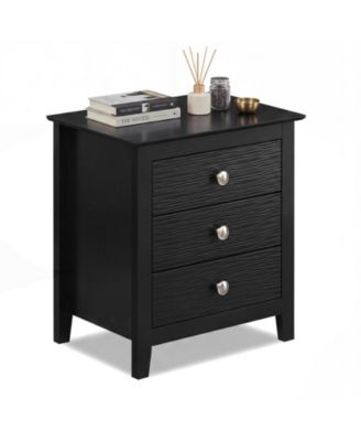 Nightstand, Farmhouse 3-Drawer Nightstand with Wood Grain Accents and Sleek Knobs