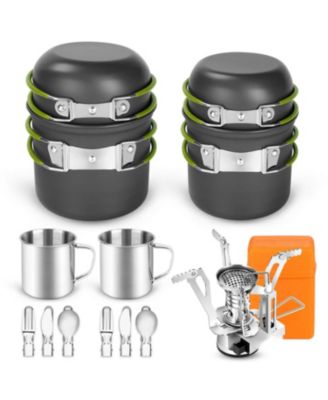 16 Piece Camping Cookware Mess Kit Lightweight Portable Outdoor Hiking Picnic Stove Set
