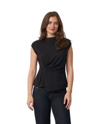 Women's Funnel Neck Asymmetric Hem Top