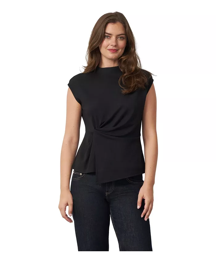 Women's Funnel Neck Asymmetric Hem Top