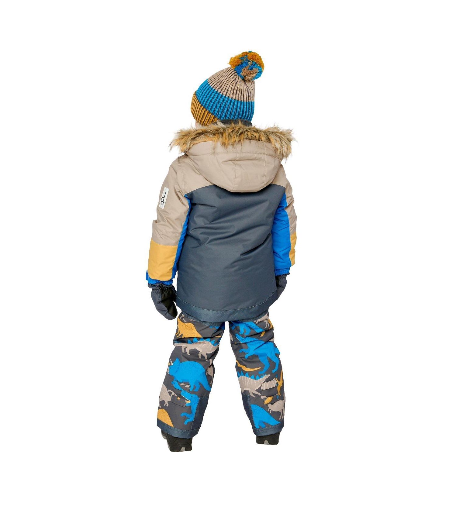 Big Boys 6-16 Two Piece Play Snowsuit Colorblock with Dinosaur Print Pants