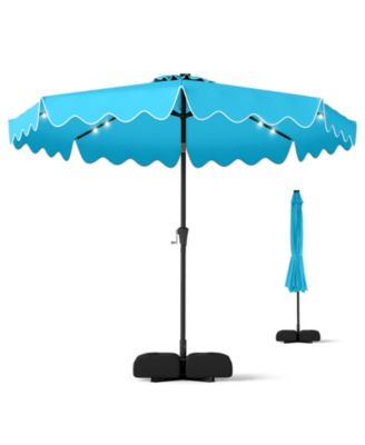 10 Feet Solar LED Patio Umbrella with 32 Lights and Weighted Sandbag Base