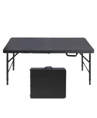 4FT Folding Table – Adjustable Height, Waterproof, Easy Clean, Portable Plastic with Handle, Fold-in-Half Design, Steel Frame, 300LBS Capacity