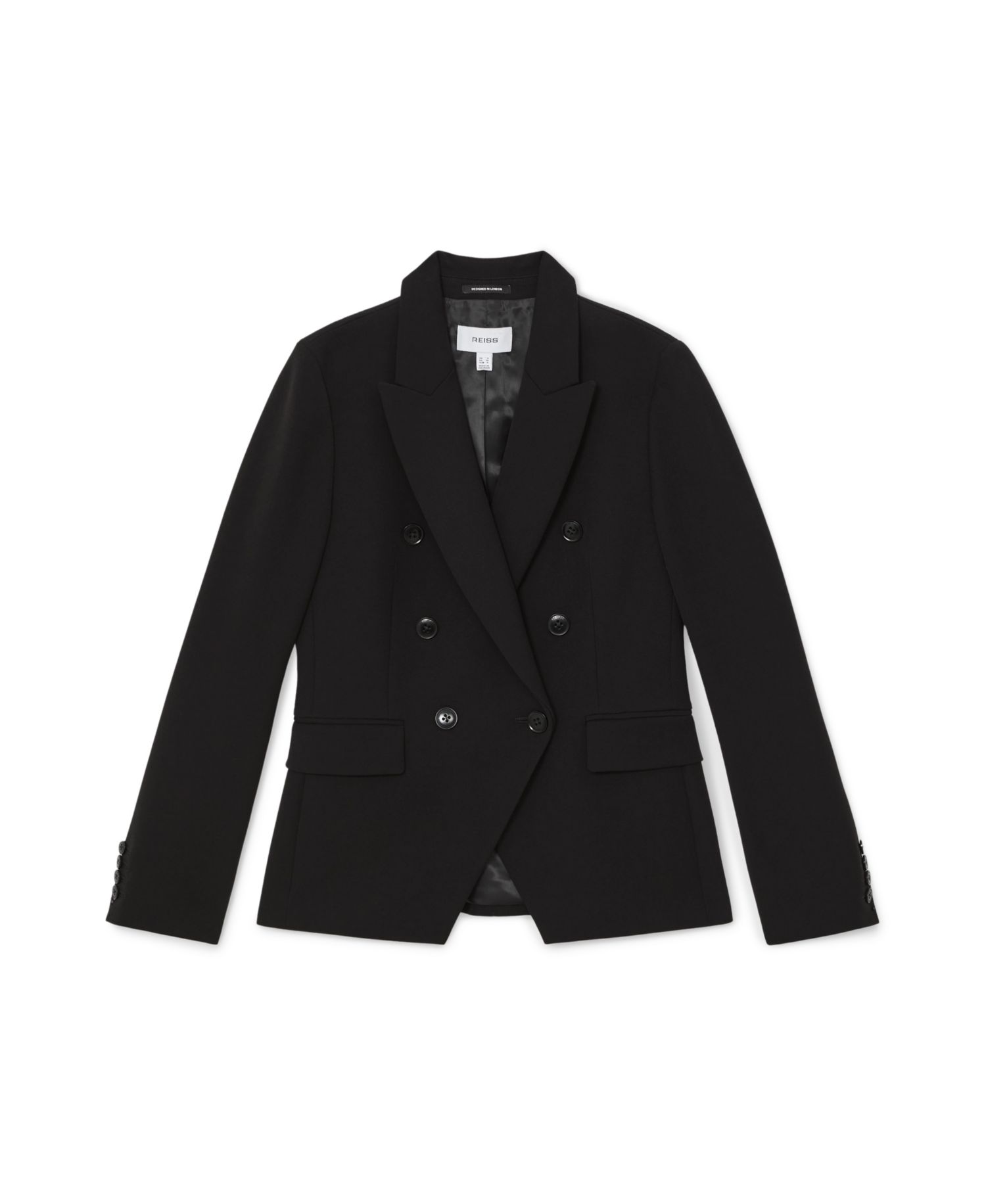 Petite Gabi Double-Breasted Peak-Lapel Button-Cuff Blazer