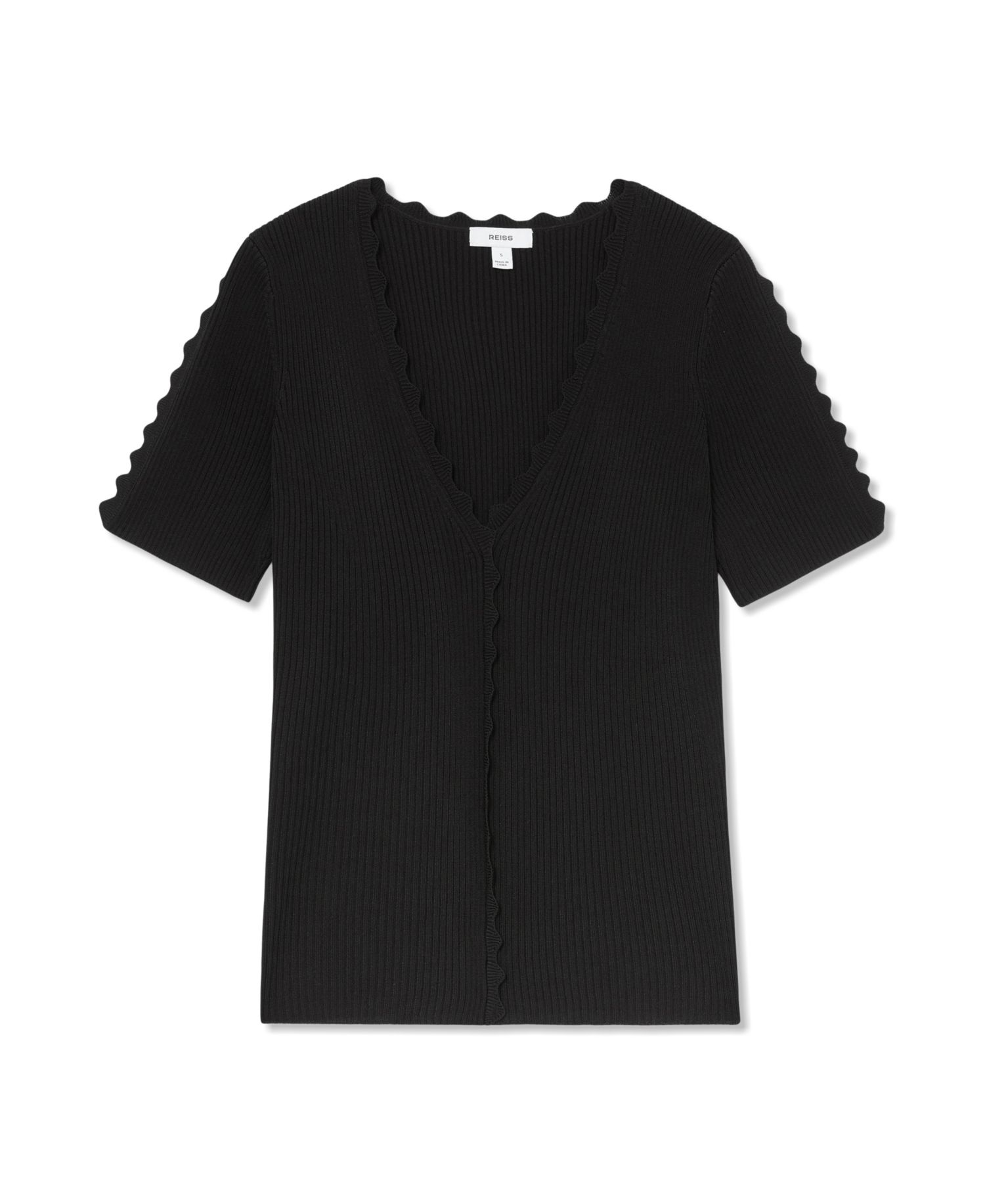 Women's Marcy Scallop-Trim Rib-Knit V-Neck Sweater