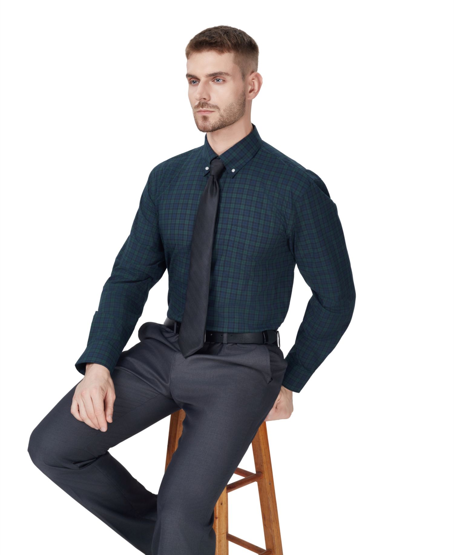 Men's Regular-Fit Blackwatch Dress Shirt